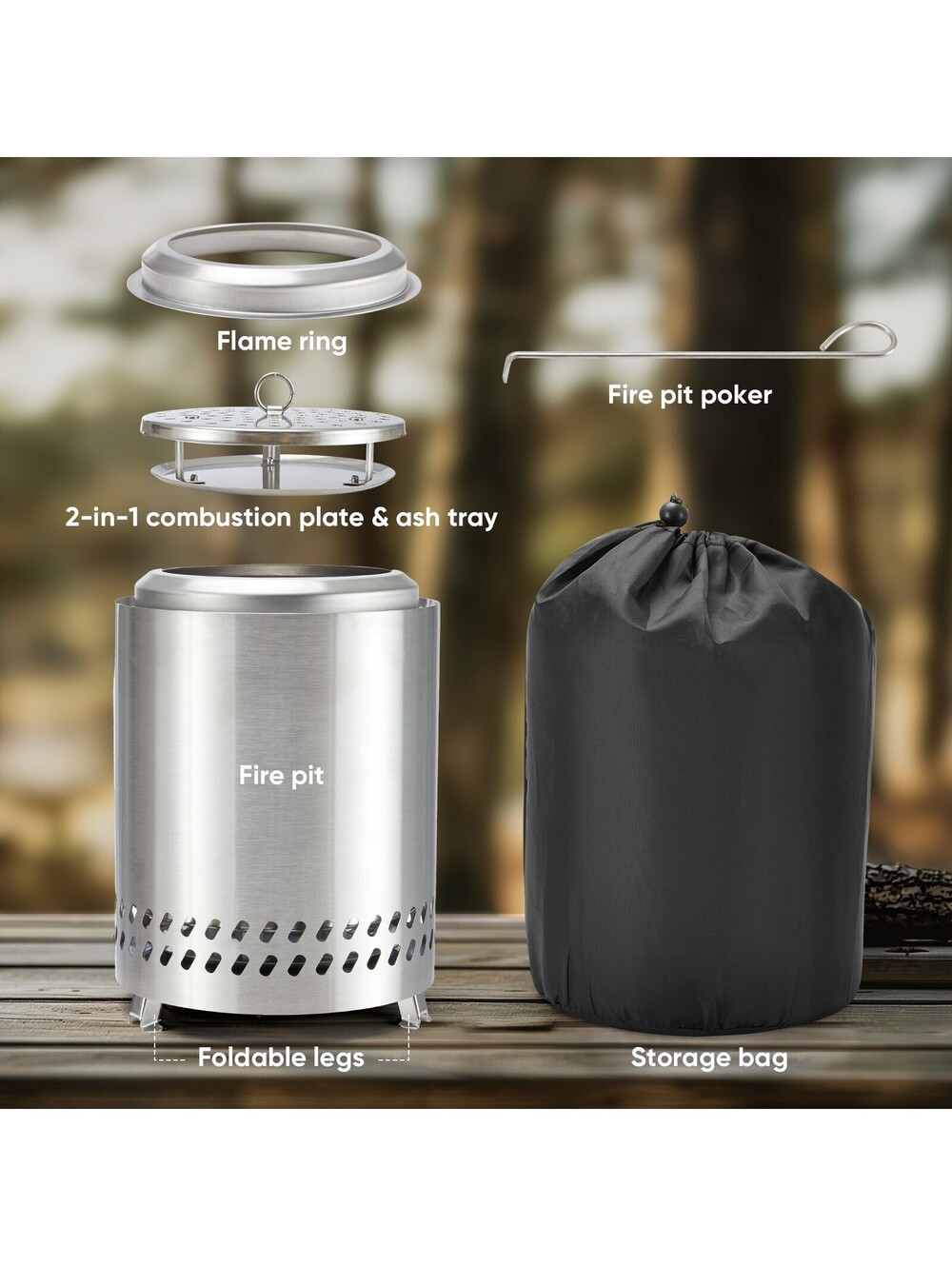Tabletop Fire Pit HL-X7IN-SR Smokeless Portable Outdoor Steel Made in China